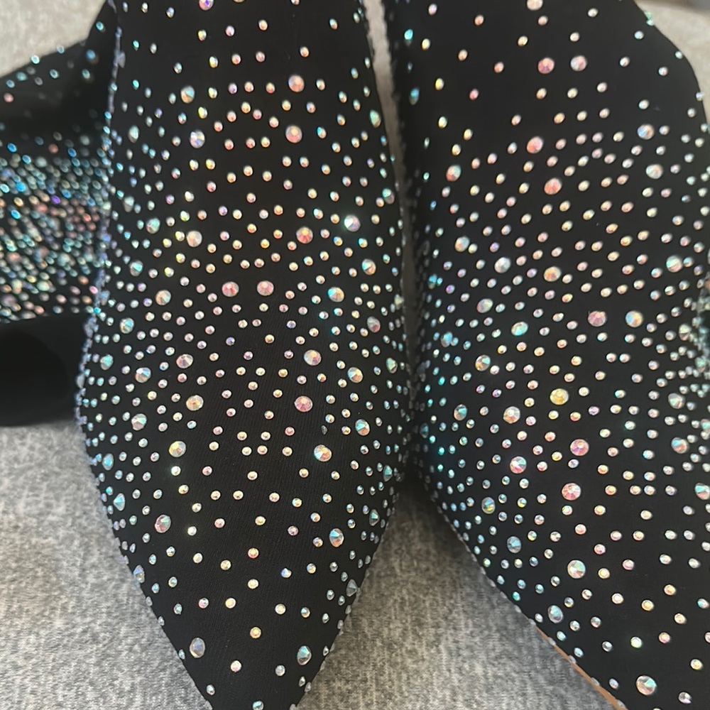 Over-the-Knee Black Rhinestone Stretch Boot - Picture 4 of 4